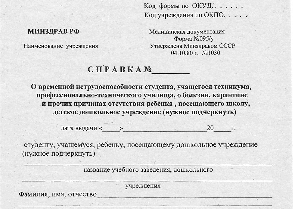 Справка 095 у